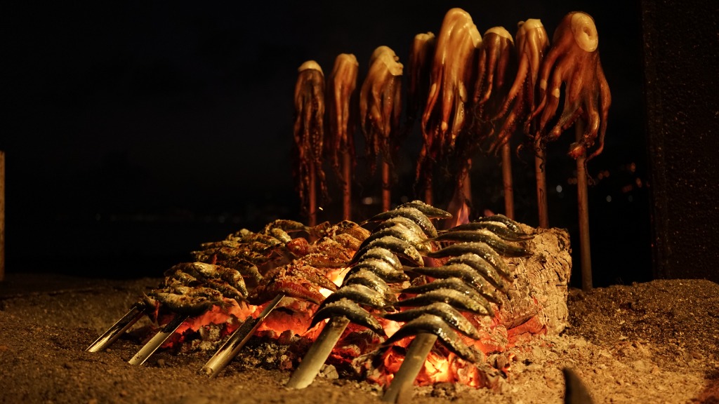 Pulpo seco asado sobre las brasas